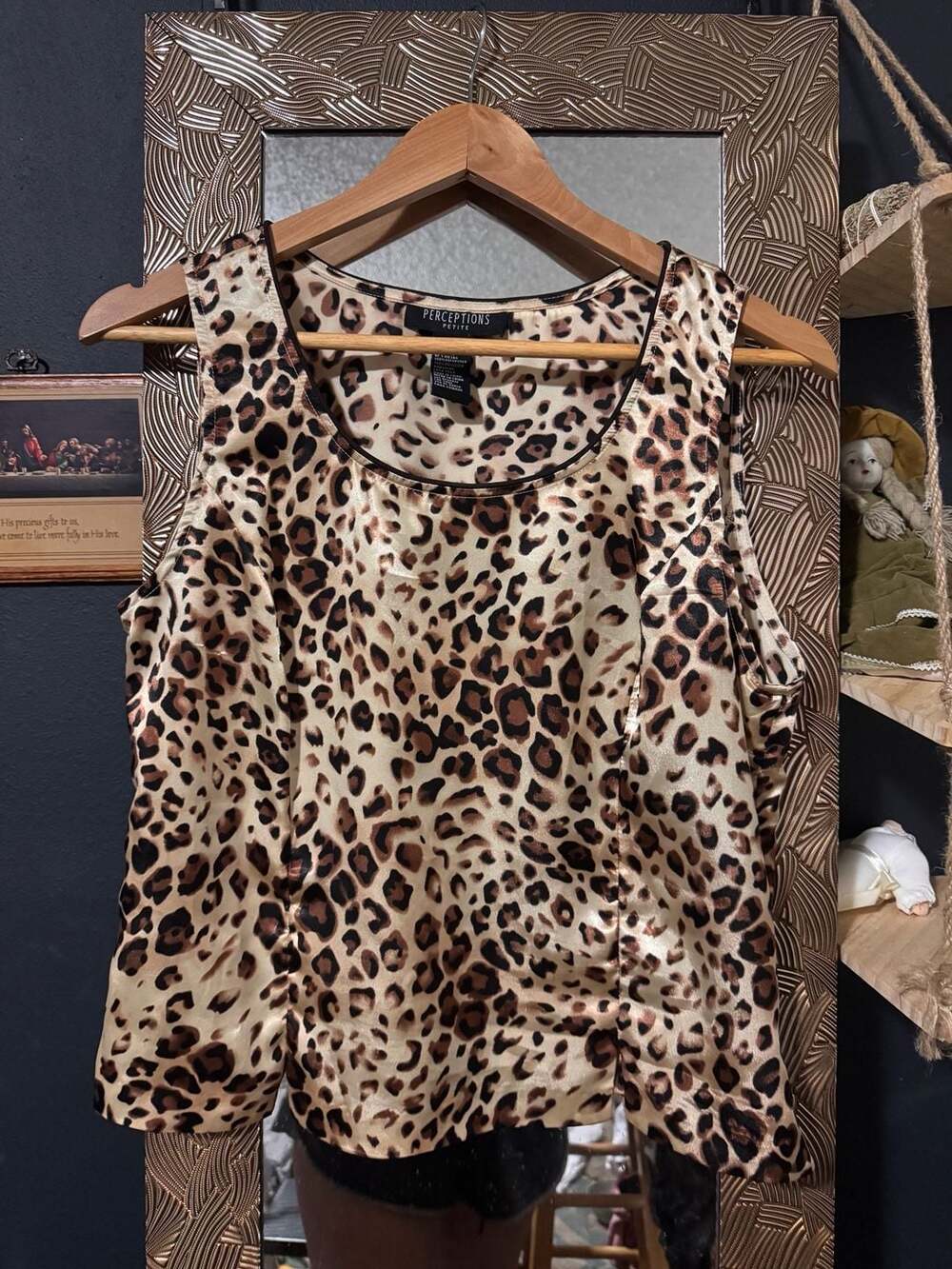 Perceptions Petite Leopard Print Satin Tank Top